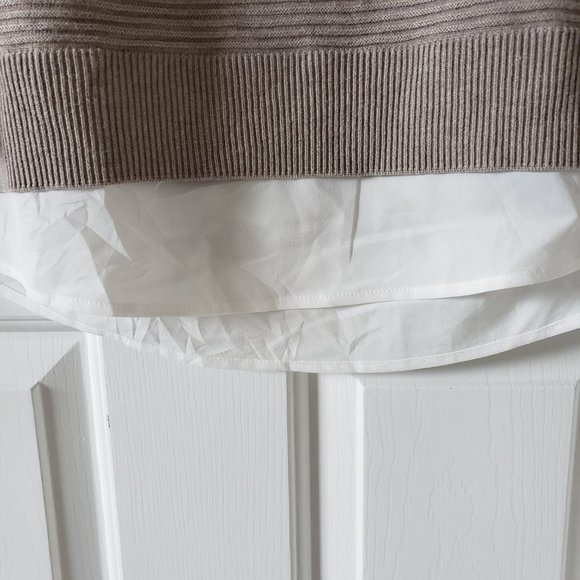 Hilary Radley Tan Sweater Faux Shirt Underneath Medium - Picture 2 of 5